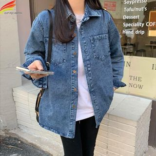 JITO INC -  KEMEJA DENIM SNOW OVERSIZED WANITA KOREA LENGAN PANJANG VIRAL KEKINIAN Y2K PREMIUM IMPOR