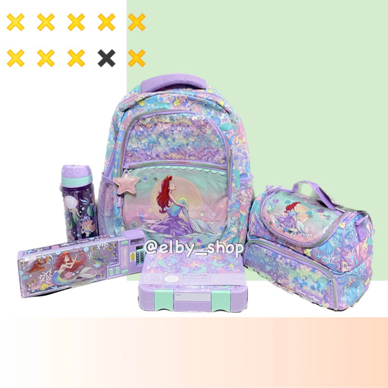 Ready Smiggle Disney Ariel Backpack lunchbag drink pencil
