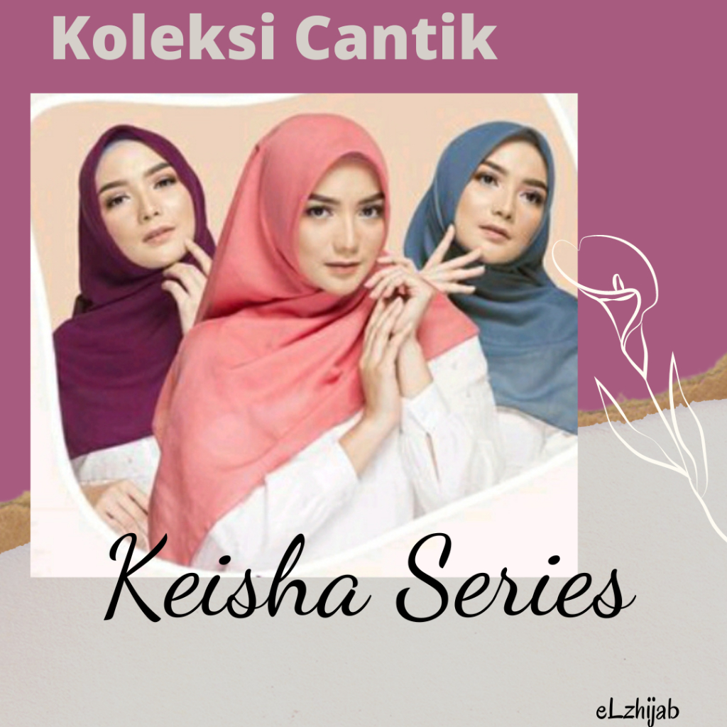 Jilbab segi empat Polos Elzatta Murah Keisha Sadia/ Hijab segi empat polos Sadia Aminta/ Keisha Sham