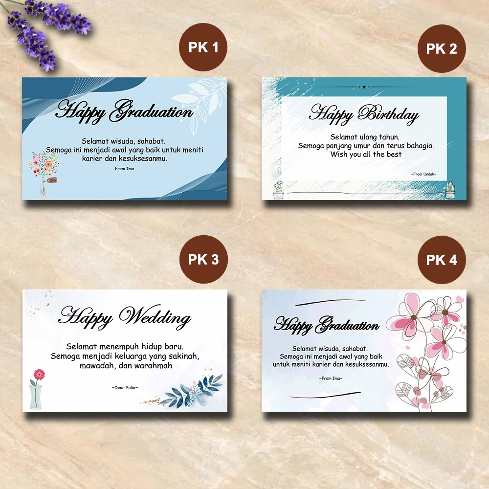 Kartu Ucapan Greeting Card Custom | Ulang Tahun | Wedding | Wisuda | Graduation | Pernikahan | CUSTO