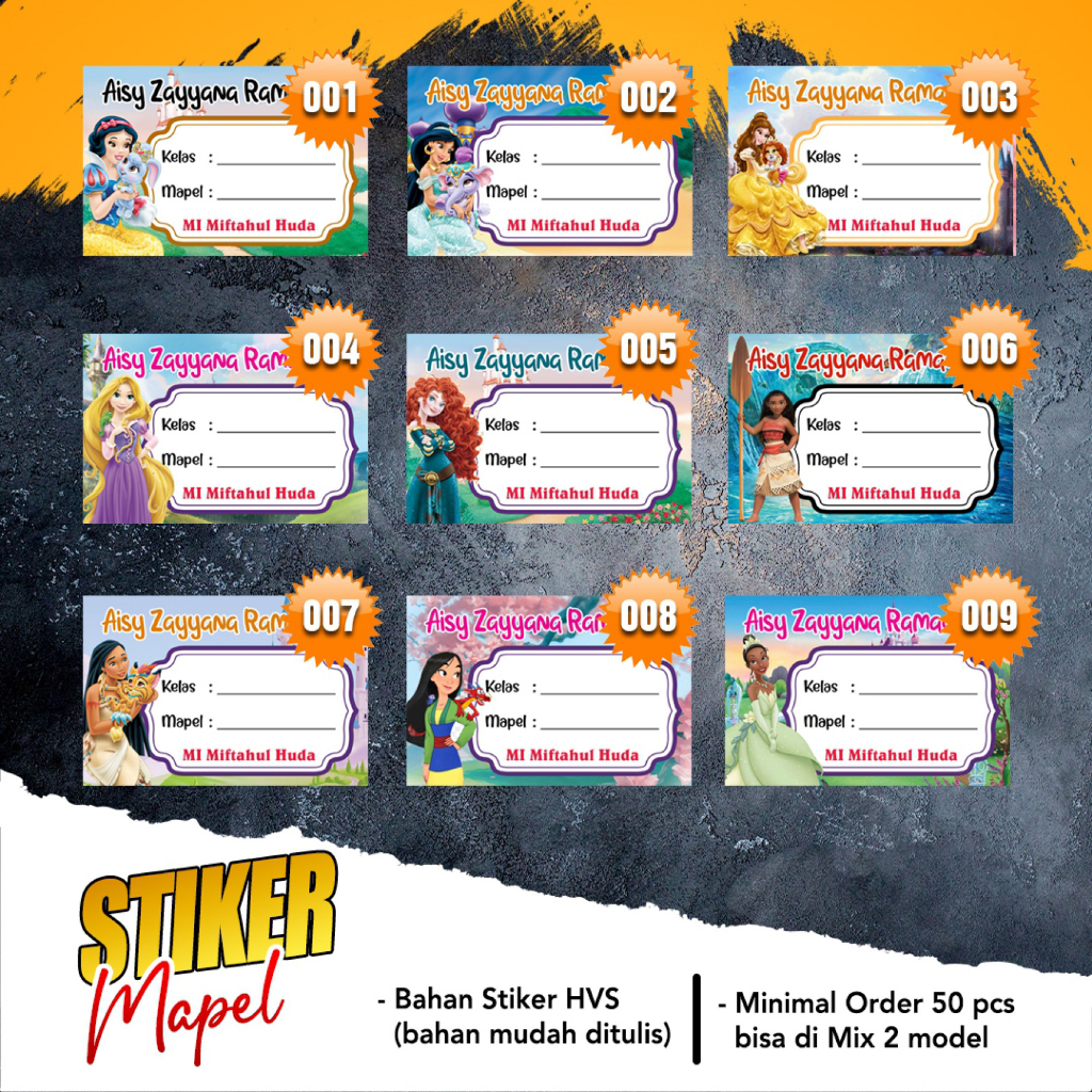

EDISI PRINCESS // Stiker Mapel - Label Buku Pelajaran Sekolah - Stiker mata pelajaran