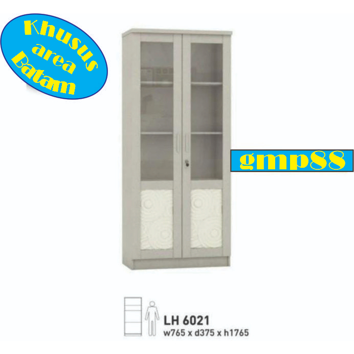 LEMARI RAK BUKU KACA 2 PINTU LH-9022 LH-6021[ batam ]