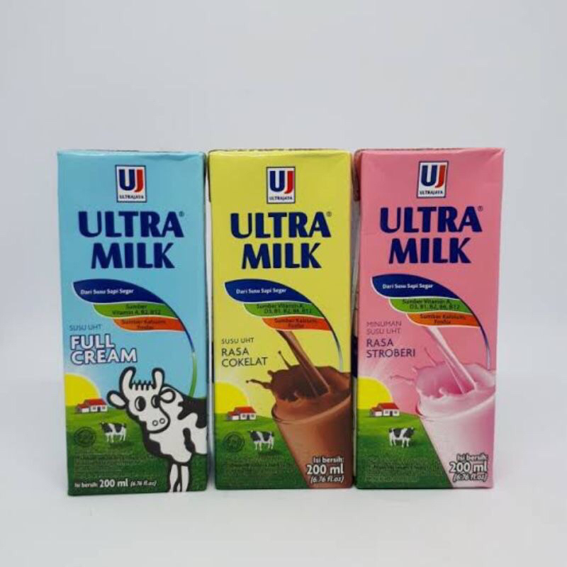 

ECERAN Susu Ultra Milk 200ml UHT All Variant Full Cream, Coklat, Stroberi Ultramilk 200ml