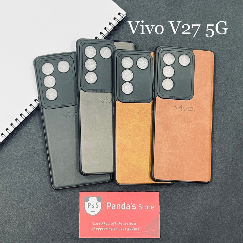 Leather Case Vivo V27 5G Softcase Kulit Elegan Casing Slim Fit