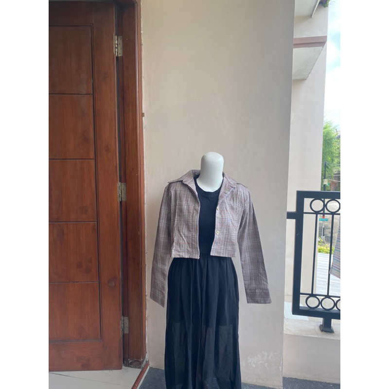 kemeja crop kotak kotak - crop top - kemeja wanita termurah