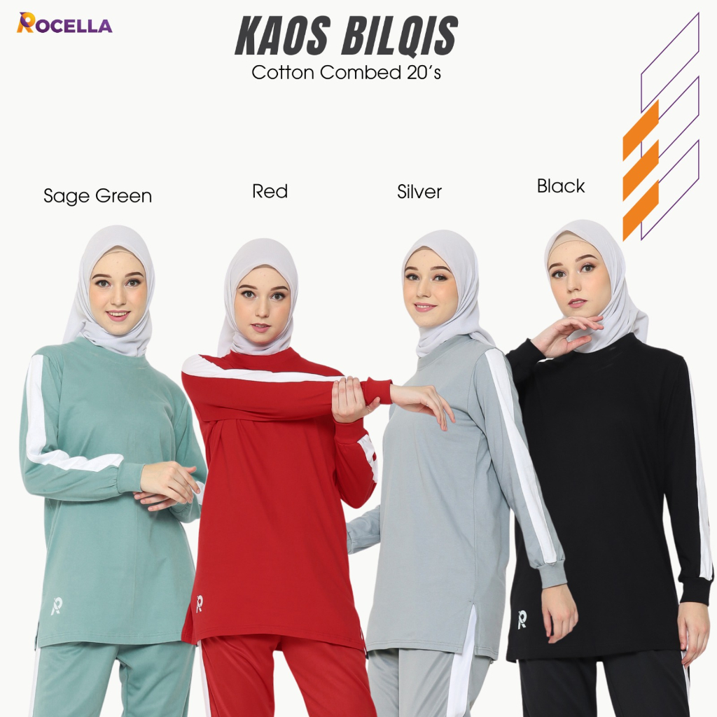 Baju Seragam  Atasan Kaos Olahraga Wanita Muslim  Muslimah lengan Panjang  Guru Rocella Bilqis (Hany