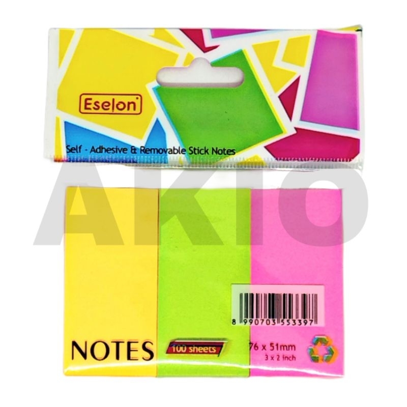 

Memo Stick Note ESELON 3 WARNA 76x51mm Sticky Notes Kertas Memo Tempel