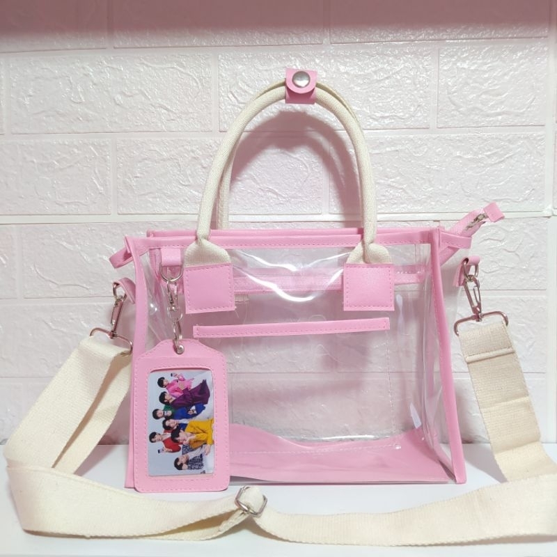 tas selempang mica pvc transparan k-pop strong free id card