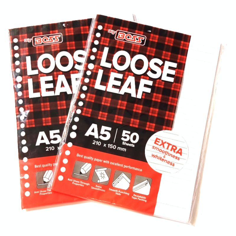 

Kertas Binder Bergaris Loose Leaf A5 Big BOSS