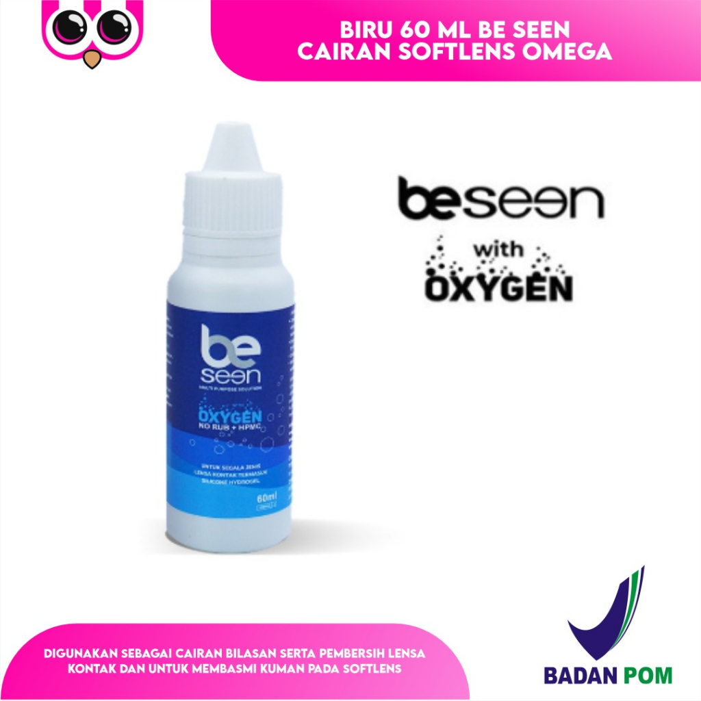 BIRU 60 ML BE SEEN CAIRAN SOFTLENS OMEGA AIR PENCUCI PERENDAM SOFLEN BC OXYGEN