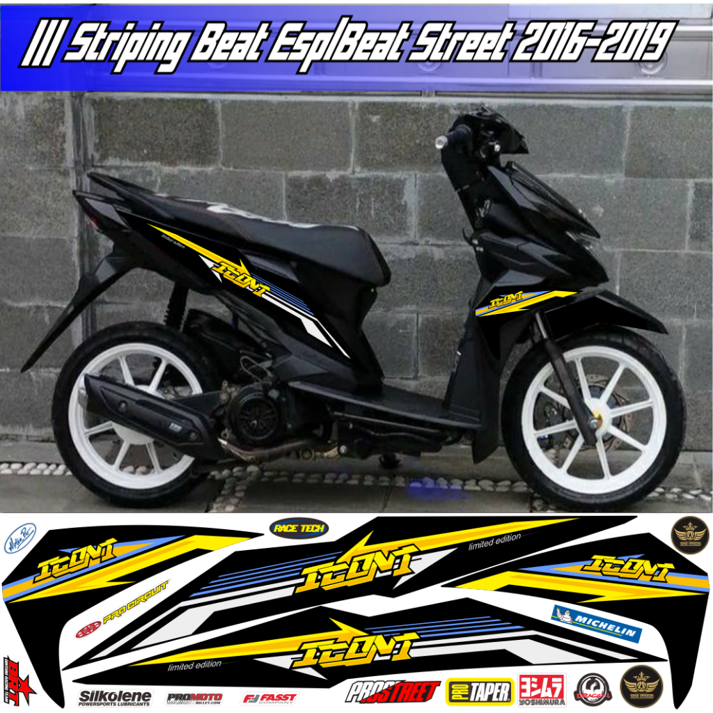 STRIPING BEAT NEW ESP THAILOOK SIMPEL STIKER BEAT NEW HITAM KUNING LIS BODY BEAT NEW STICKER BEAT NE