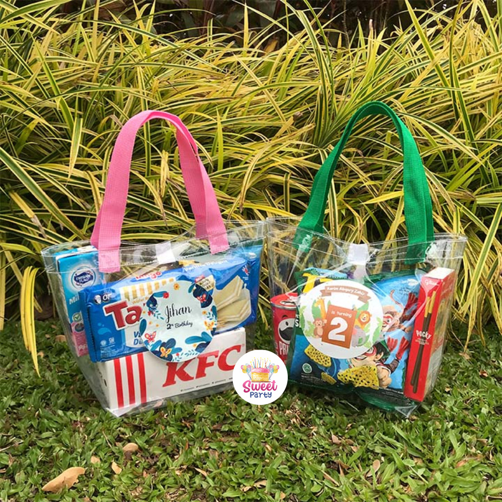 

Custom Tas Mika Transparan Mini Vera Tas Ulang Tahun Souvenir Hampers Ultah Goody bag