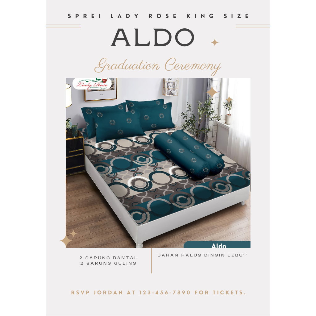 Sprei motif polkadot 180x200 Lady rose nuansa hijau army - ALDO