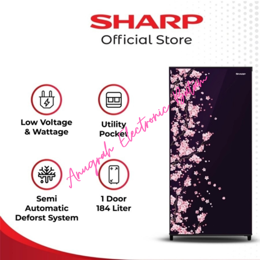 Sharp Kulkas 1 Pintu SJ-N182D-VB/VR / SJN 182 DVB / SJN182 166L Sakura BATAM