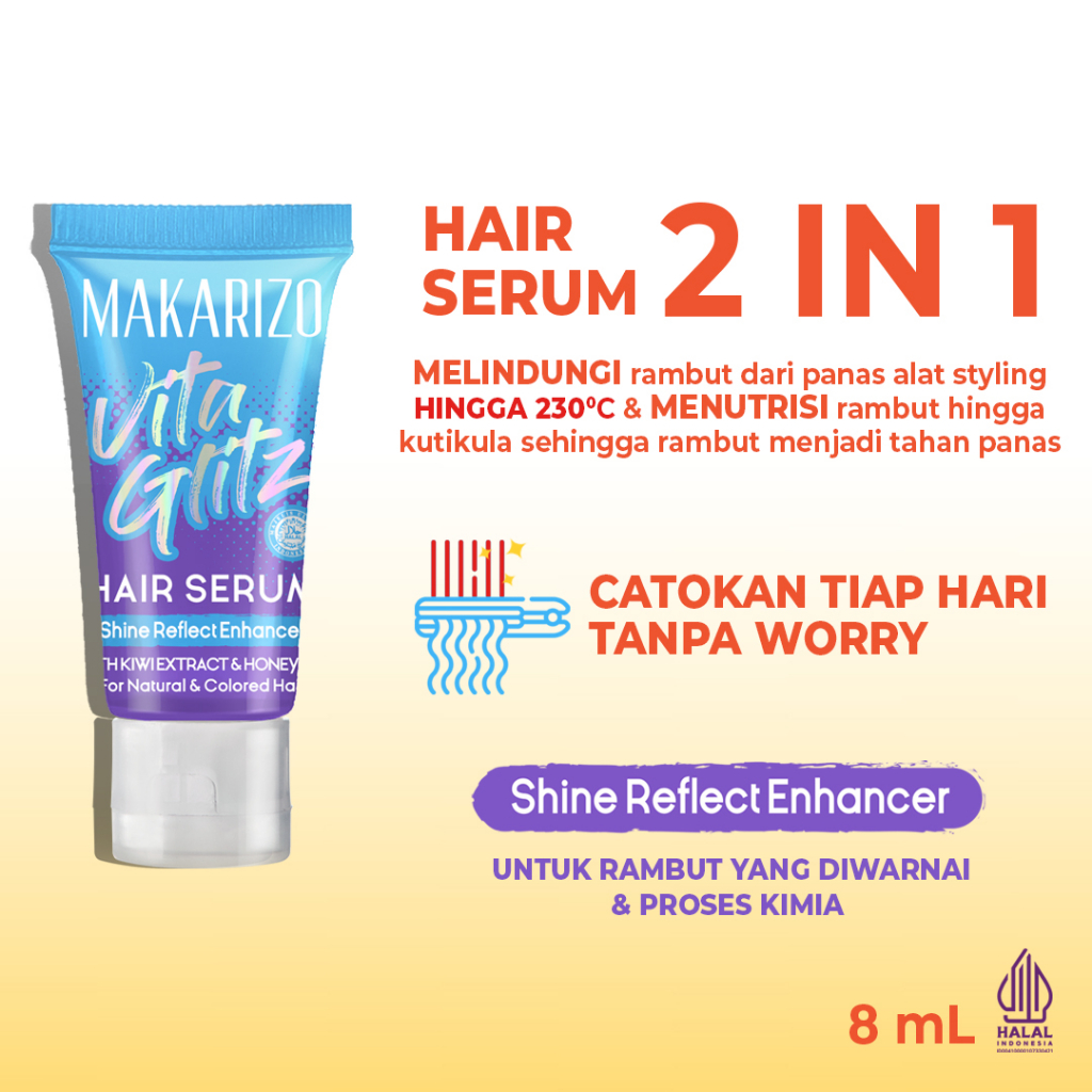 Makarizo VITAGLITZ Hair Serum SHINE REFLECT ENHANCER - Serum Rambut Tube 8 mL