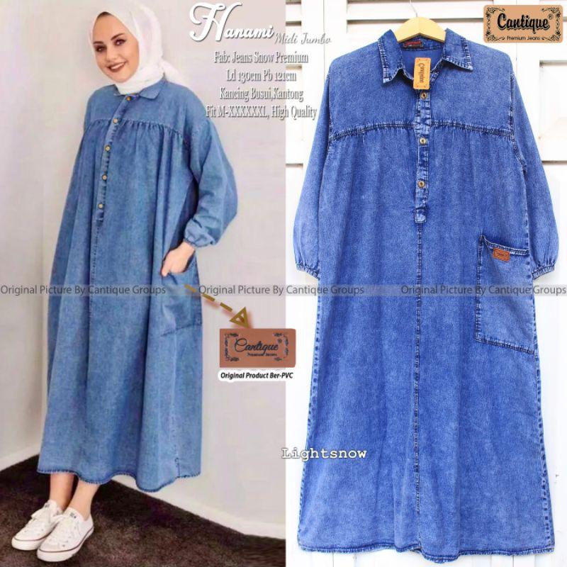 Hanami Midi Dress Jeans Jumbo Ld 130 Terbaru