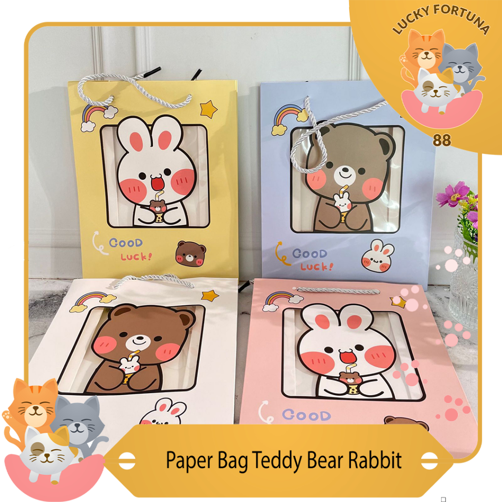 

PaperBag Teddy Bear Rabbit Kantong Karton Souvernir Goodie Bag lucu Imut Paper Bag Tas Belanja Tas Hampers GoodieBag Jumbo Premium