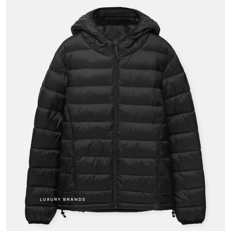 Jaket Bulu Angsa PULL & BEAR Original Basic Puffer Jacket Black