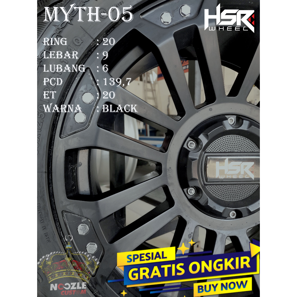VELG MOBIL RING 20 HSR TYPE MYTH05 PELEK OFFROAD RING 20 LUBANG 6 BLACK
