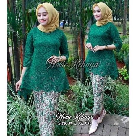 PROMO SET KEBAYA RINJANI BIANCA KEBAYA WANITA WARNA HIJAU BOTOL