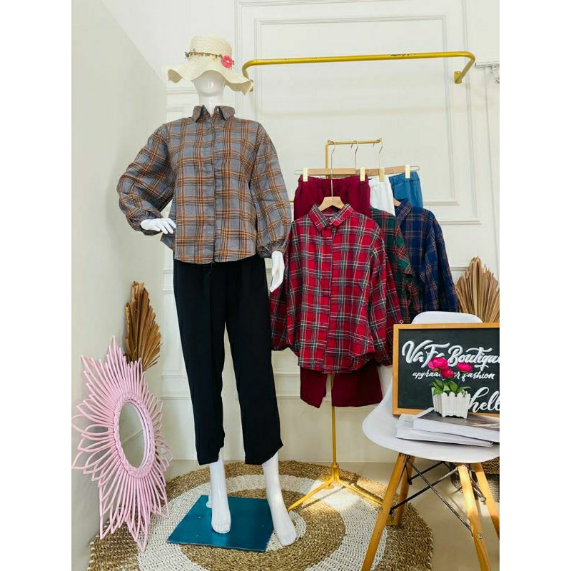 OneSet kemeja kotak-kotak