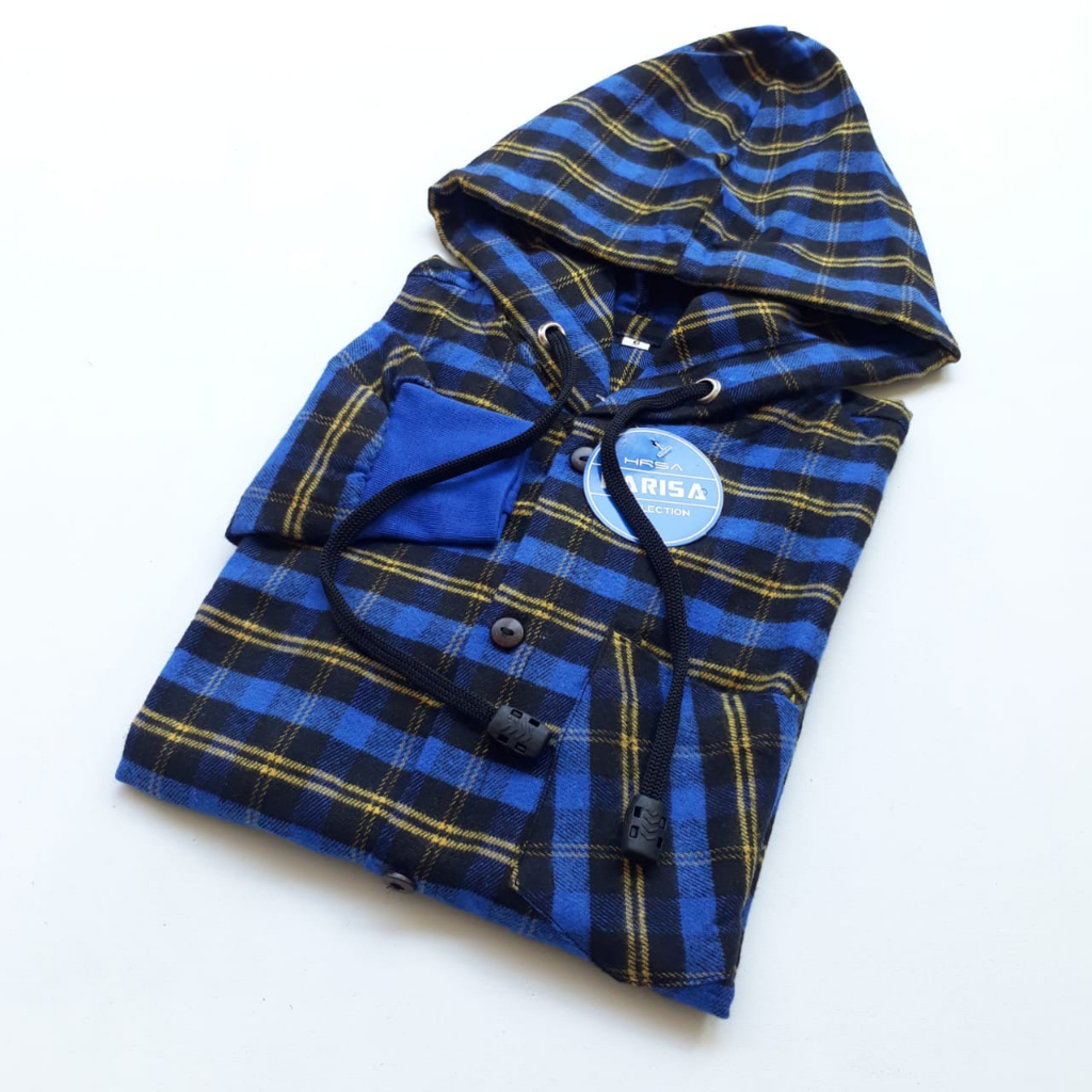 Kemeja flanel hoodie anak 6-7th Size XL/  kemeja hoodie flanel lengan panjang | kemeja kotak tangan 