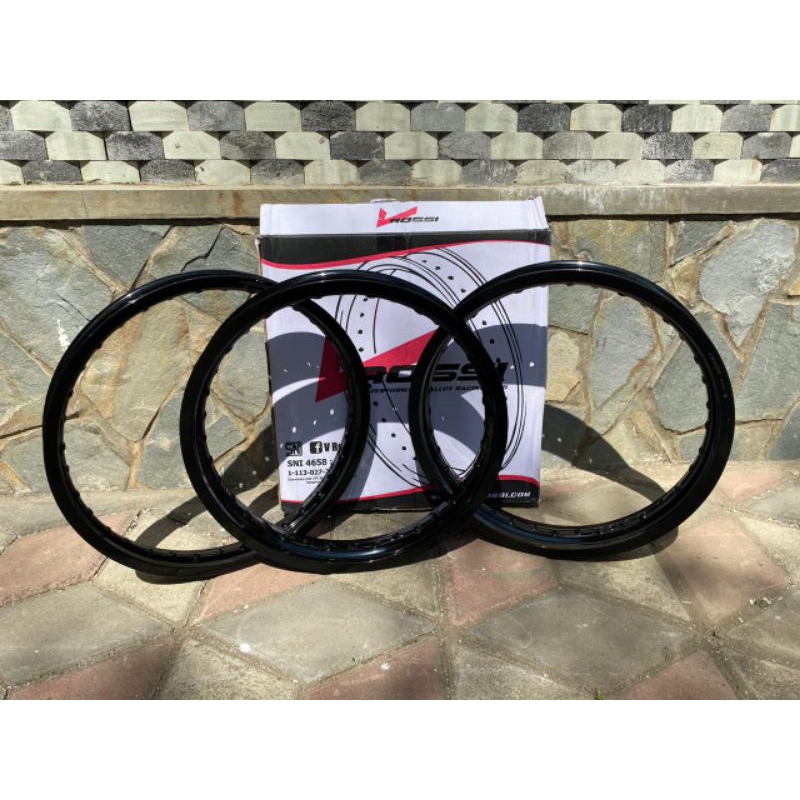 Velg Pelek ROSSI VROSSI WM Hitam Glossy Hitam Gilap Size 120 140 160 185 215 Ring 17