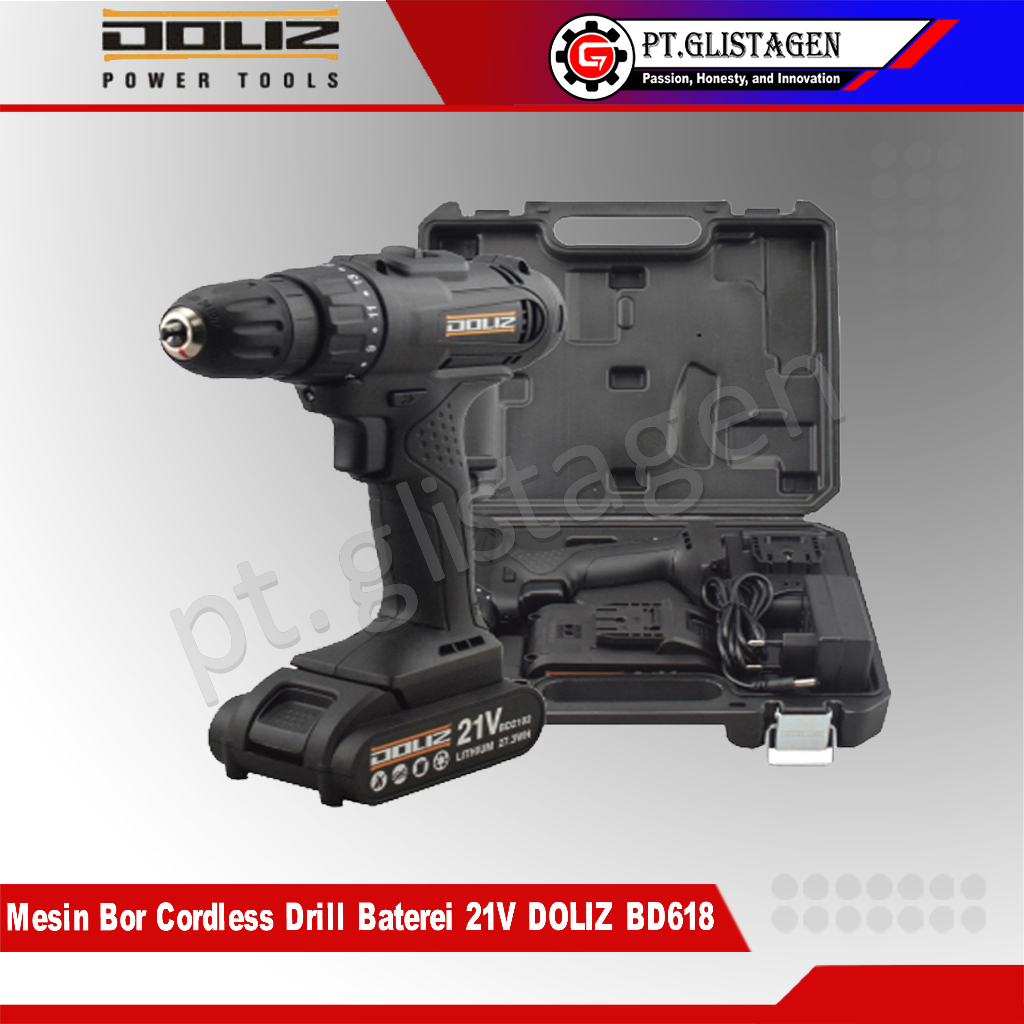 DOLIZ BD618 Mesin Bor Tangan Cordless Bateraii Drill 13mm 21V Doliz BD 618 DOLIZ
