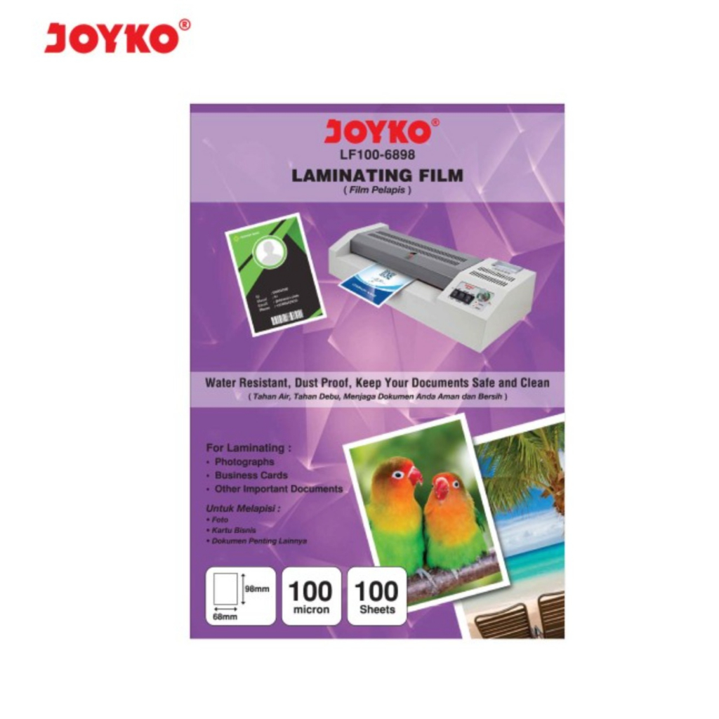 

Plastik Laminating Joyko Ukuran KARTU 100 micron Isi 10 Pcs LF100-6898
