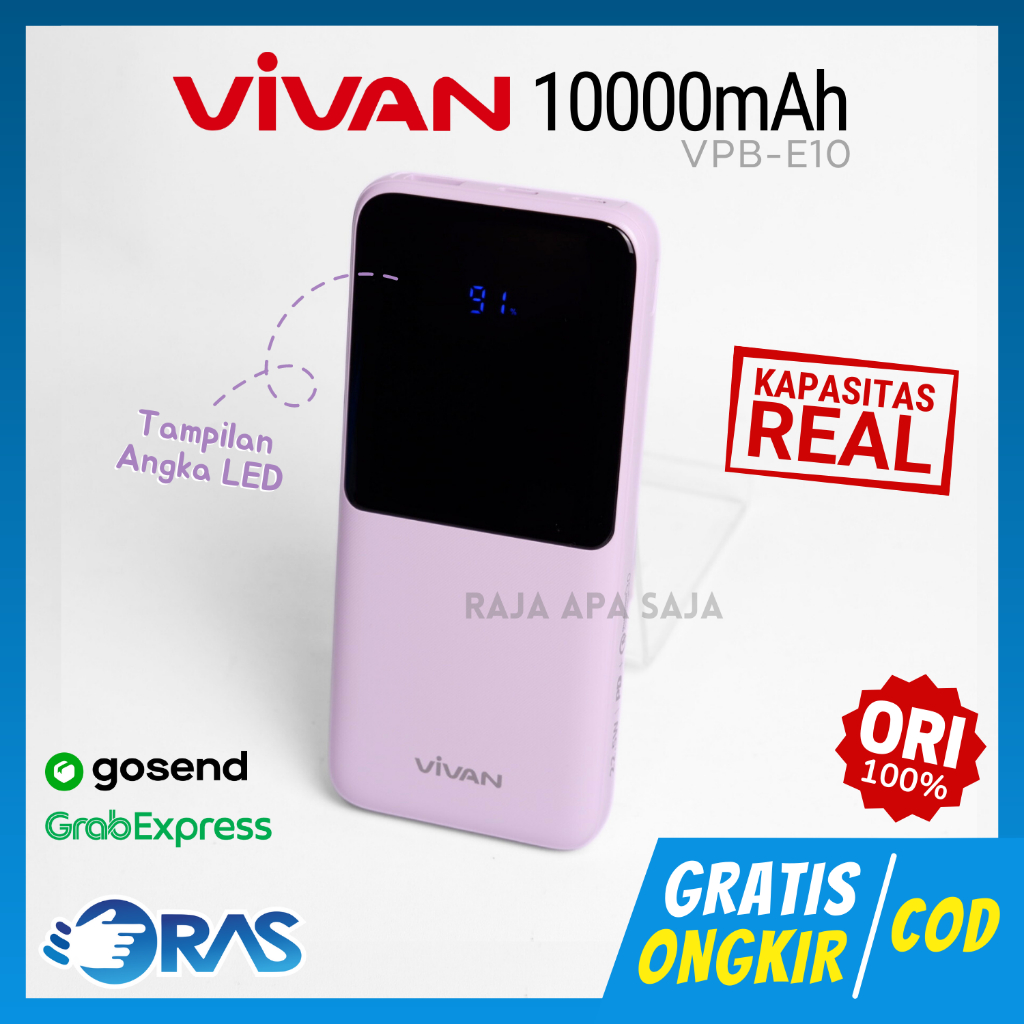 Powerbank 10000 mAh Fast Charging 5A 20W Power Delivery Type C Quick Charge PB Vivan VPB-E10
