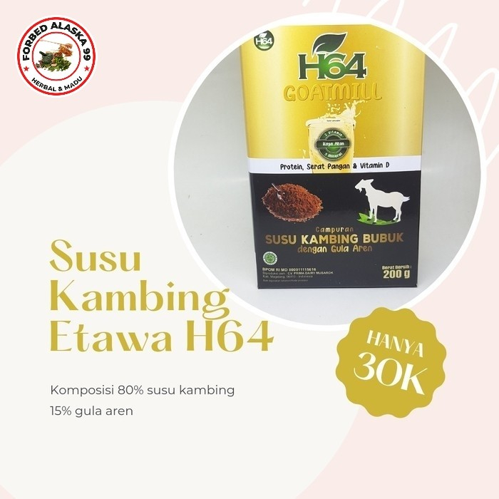 

ORIGINAL SUSU KAMBING H64 200gr |Premium GOATMILL 80% Susu Kambing Etawa dengan gula are