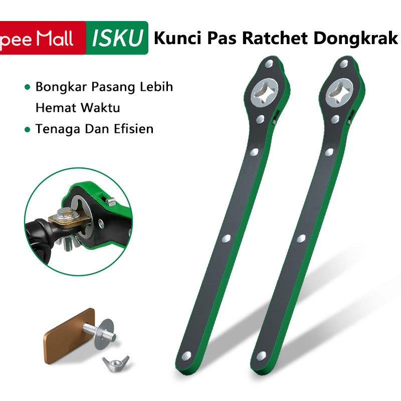 ISKU Kunci Pas Dongkrak Auto Repair Kunci Ratchet Wrench Untuk Dongkrak Mobil 340mm Panjang Kunci Pas Rachet Dongkrak
