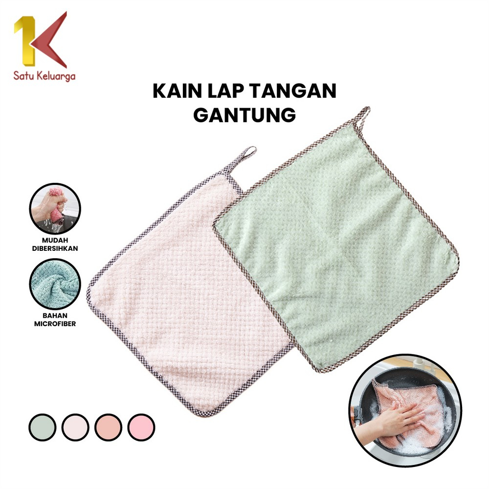 Satu Keluarga Kain Lap Tangan Gantung Lap Microfiber Lembut Serbaguna C865 Kain Lap Microfiber Serap