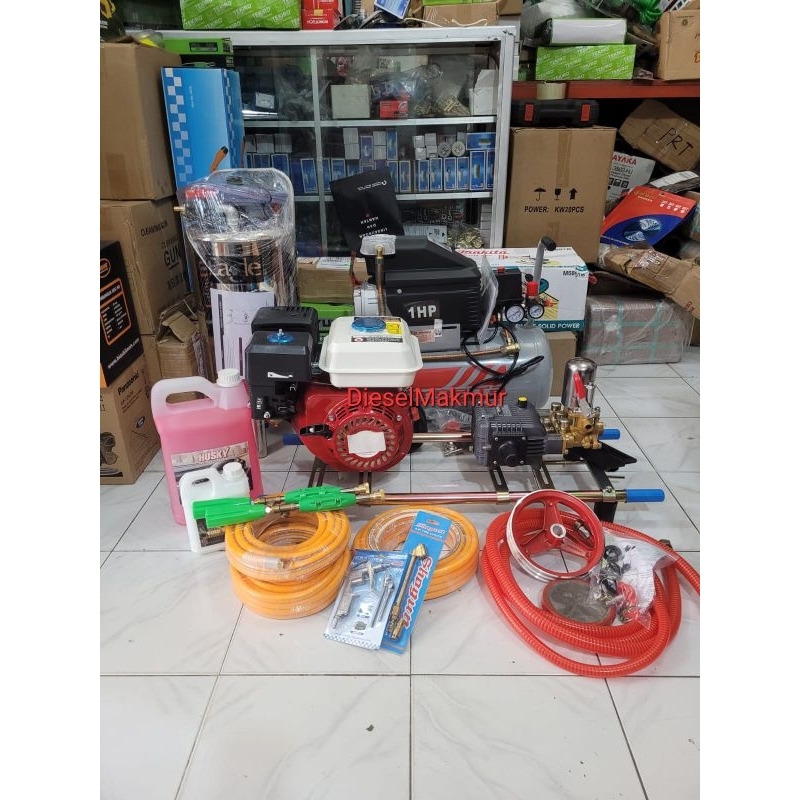 Paket Kompresor 1Hp Silent + Steam Bensin Siap Pakai