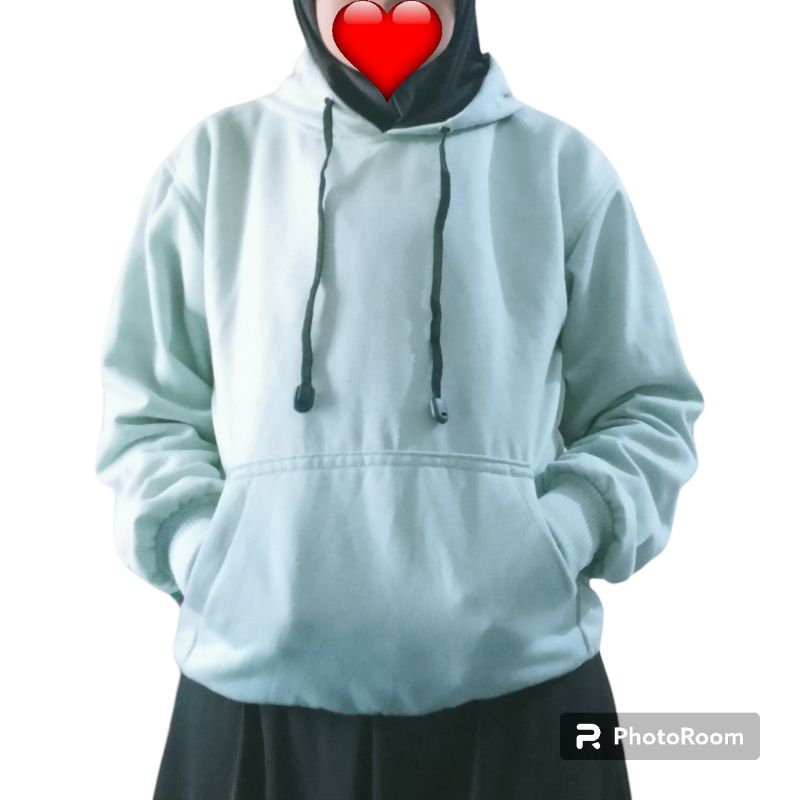 SWEATER POLOS HIJAU SAGE, HOODIE HIJAU MINT, UKURAN M, L, XL