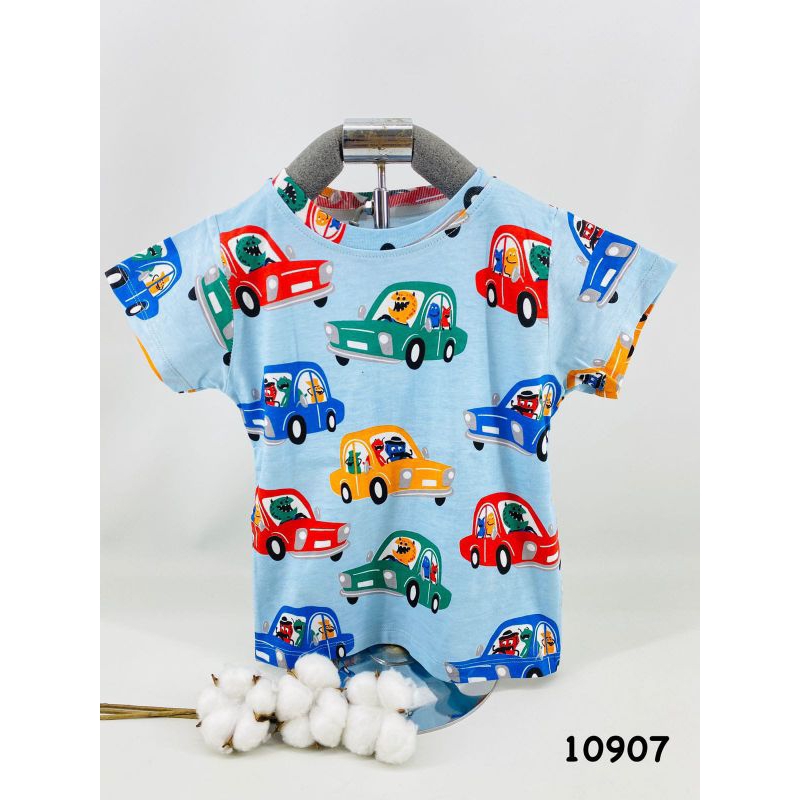 kaos anak cowok laki laki gambar motif mobil umur 1 2 3 4 5 tahun truk derek traktor bis bus printed