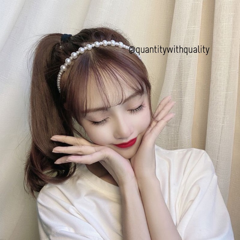 COD Bando Mutiara Vintage Viral Pearly Import Putih / Hairband