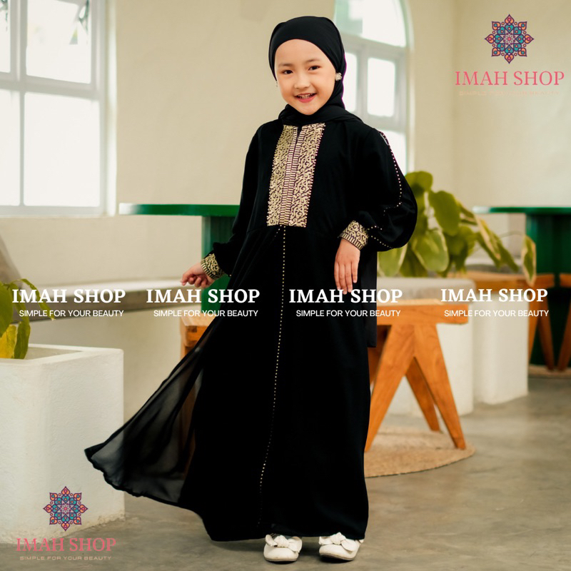 Abaya Gamis Anak Perempuan Maxi Dress Arab Saudi Bordir Zephy Turki Umroh Dubai 225 Turkey India Wanita Hitamjo 78 Gold Kids By Imah Shop