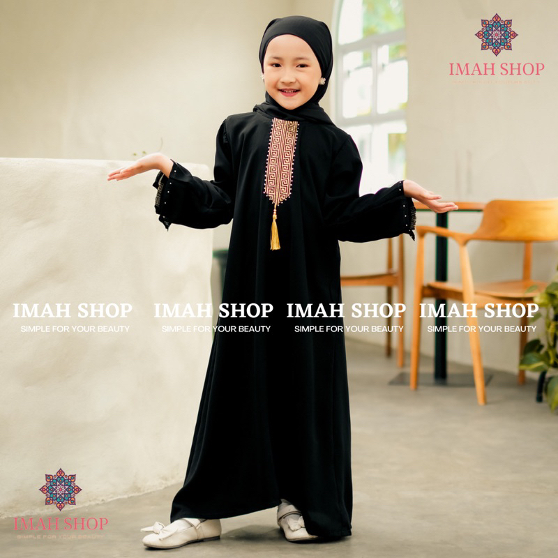 Abaya Gamis Anak Perempuan Maxi Dress Arab Saudi Bordir Zephy Turki Umroh Dubai Turkey India Wanita Hitamjo Haidy Kids By Imah Shop