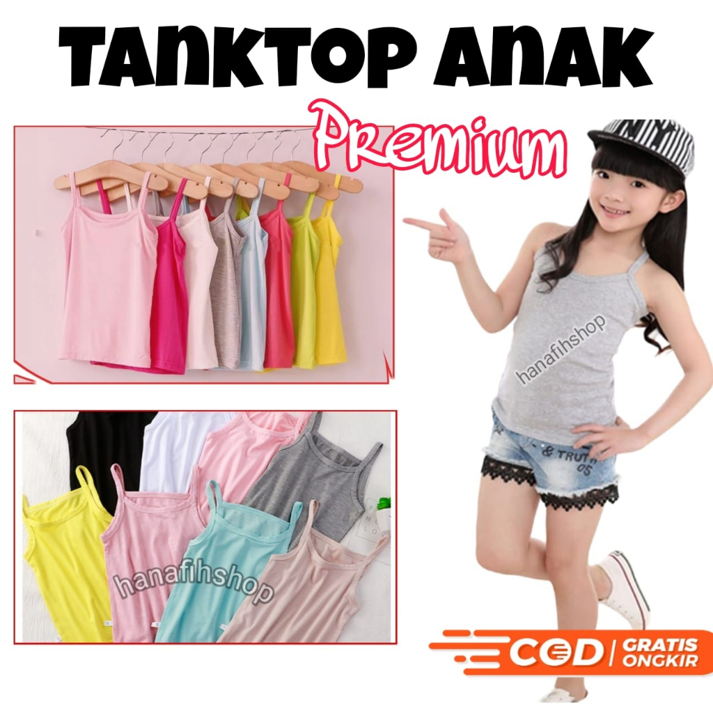 HANAFIHSHOP - Termurah Tanktop Anak Bahan Adem Kaos Dalam Anak Perempuan Tangtop Tali Kecil Anak Cew