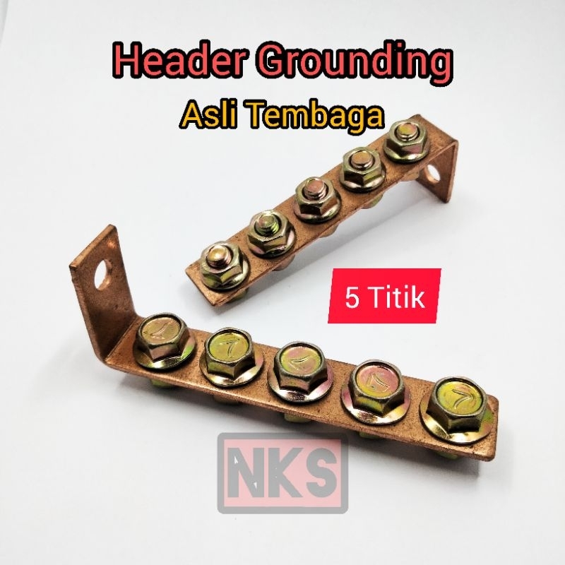 Header Kabel Grounding Kepala Aki Mobil Tembaga Asli 5 titik