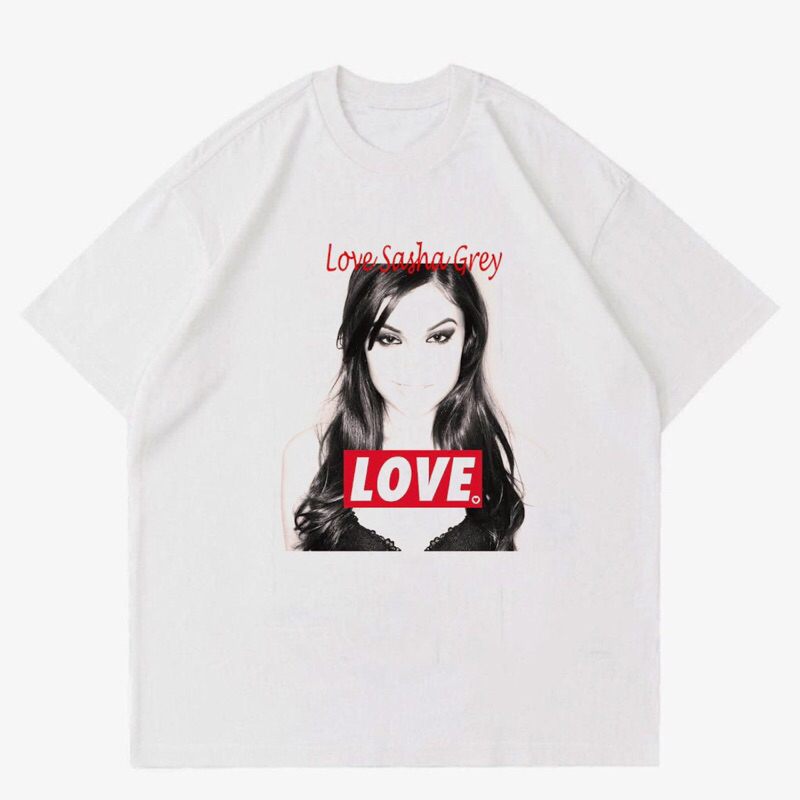 KAOS BAJU SASHA GREY - LOVE | T-SHIRT SASHA GREY LOVE VINTAGE | BAJU PUTIH PRIA DISTRO SASHA GREY LO