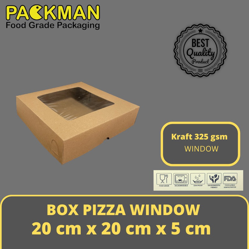 BOX PIZZA 20x20x5 WINDOW / DUS KRAFT - JENDELA / WINDOW