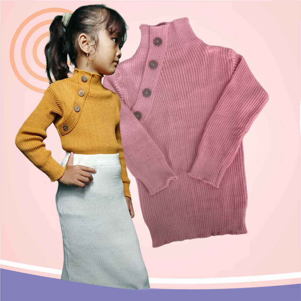 QISA Baju Rajut Anak Perempuan Korea Lengan Panjang 2-4 Tahun