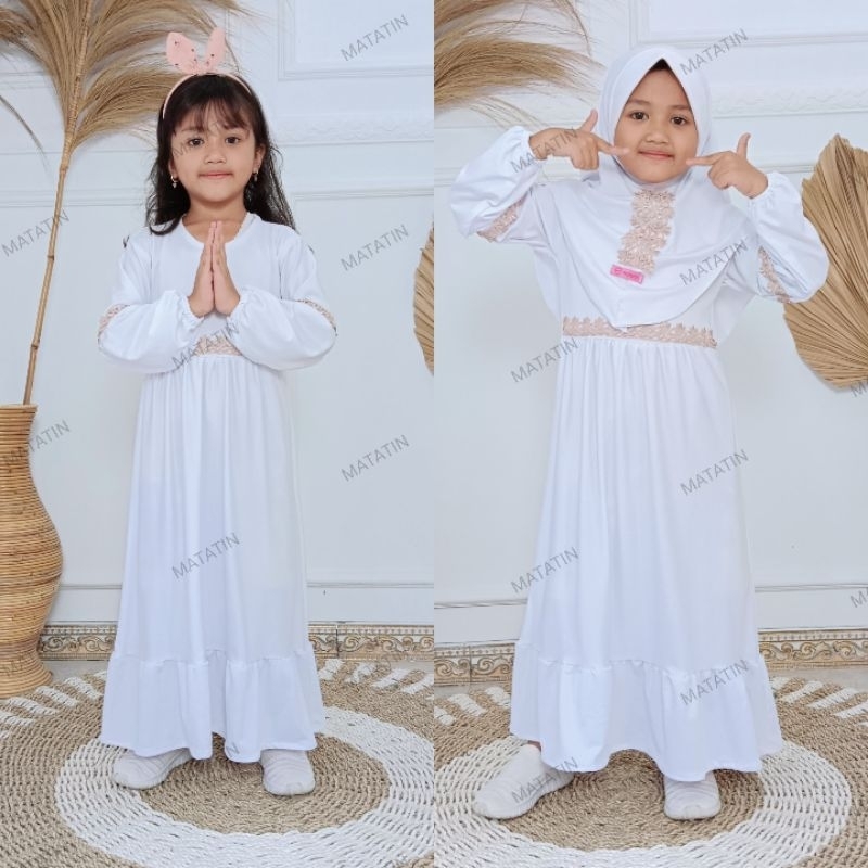 Gamis habibah anak perempuan set jilbab usia 1-11 tahun Dan DEWASA