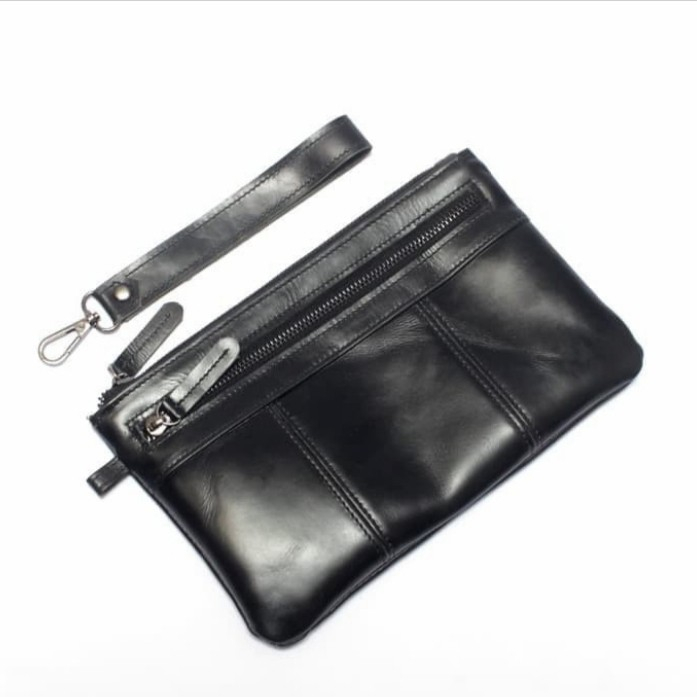 Tas Tangan Pria Tas Clutch Hitam Kulit Asli Garut Evila Leather