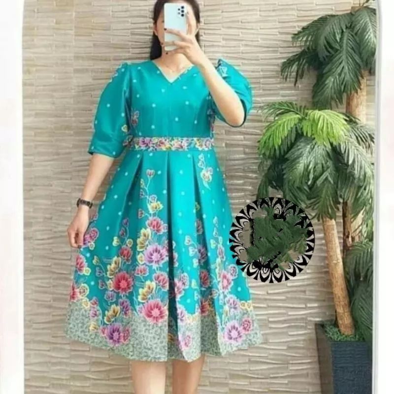 Dress Batik Premium Dres Baju Pesta Wanita Jumbo - Atasan Batik Wanita