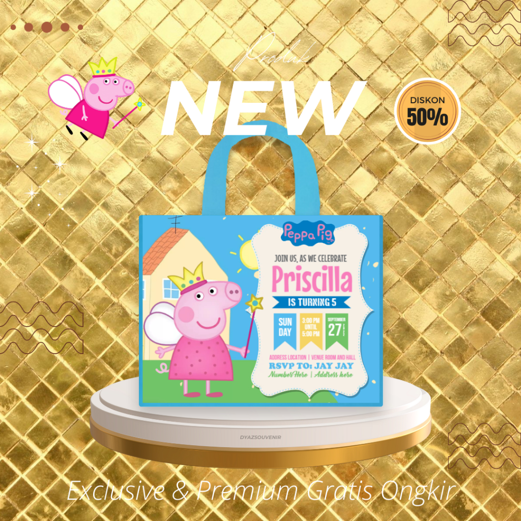 

Tas Ultah Peppa Pig Premium Goodiebag Custom Souvenir Tas Hampers Kado Tas Spunbond Printing