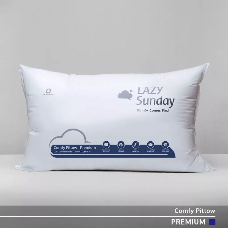 BARU BANTAL TIDUR COMFY PREMIUM LAZY SUNDAY SILICONIZED FIBER GRADE A | LAZY SUNDAY PILLOW