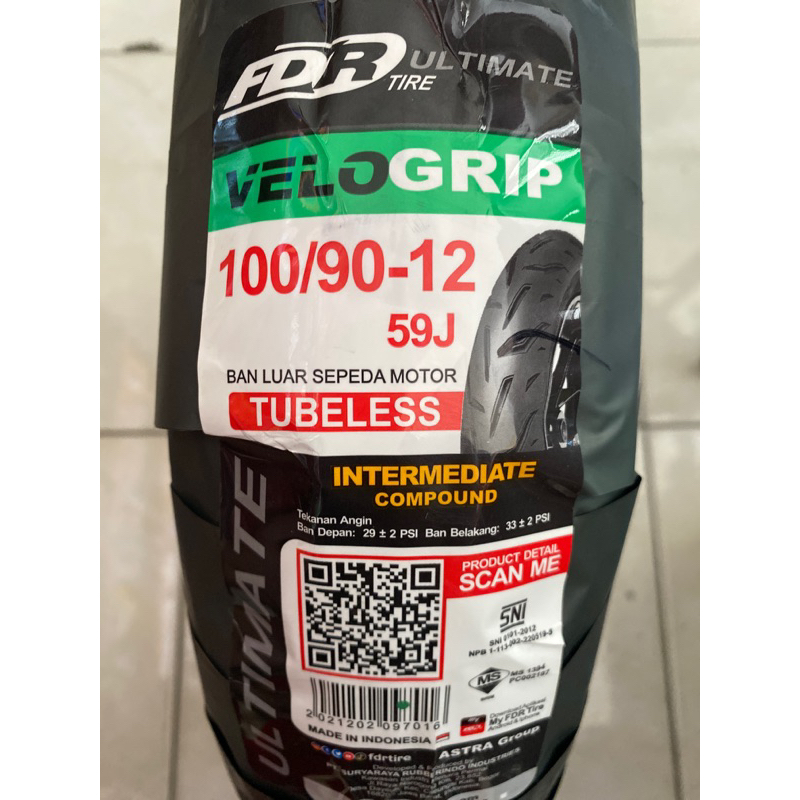 Ban luar 100/90-12 FDR Velogrip